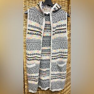 Monteau- Long Hoodie Sweater- Cardigan, Size: Medium, Multi‎ color